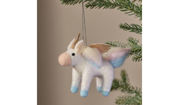 Argos Home Felt Unicorn Hanging Christmas Ornament