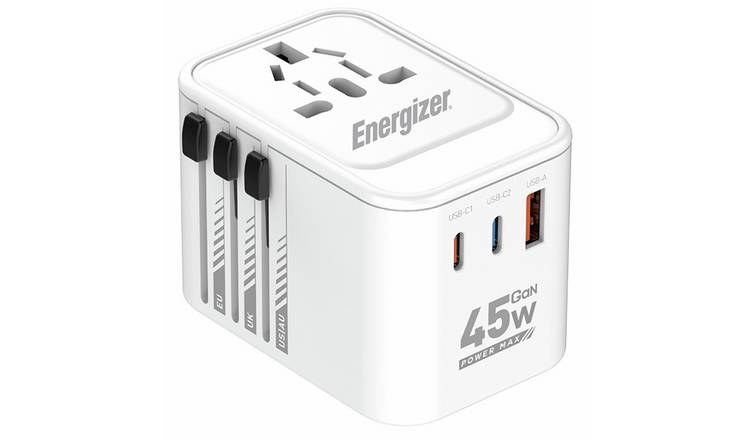 Energizer ETC450 45W USB-A & USB-C Travel Charger - White