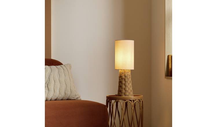 Argos Home Rorla Seagrass Woven Midi Table Lamp - Light brown