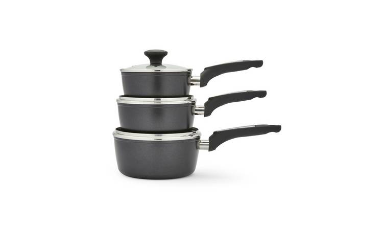 Morphy Richards 3 Piece Aluminium Saucepan Set - Black