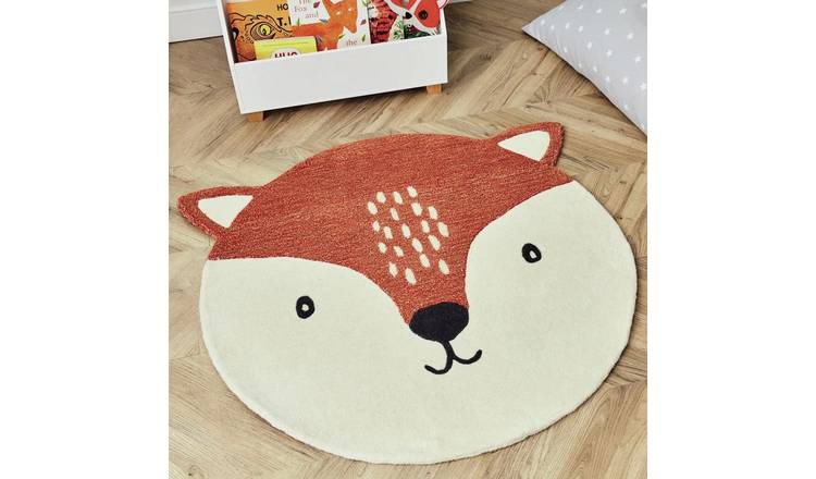 Great Little Trading Company Children's Animal Fox Round Wool Rug - 100x100cm