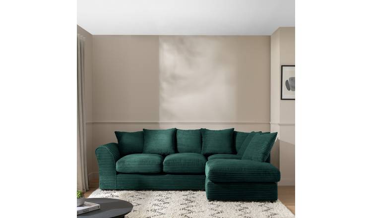 Argos Home Harry Large Cord Right Hand Corner Chaise Sofa - Teal