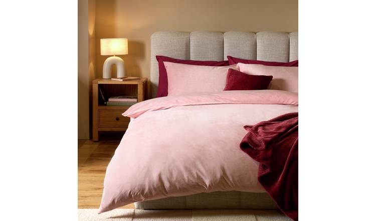 Argos Home Slinky Fleece Blush Bedding Set - Single