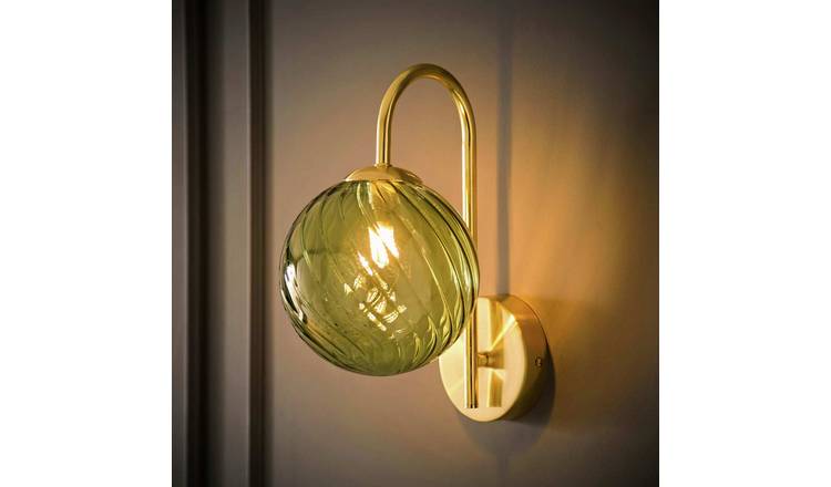 ValueLights Sydney Glass Textured Globe Wall Light - Apple Green