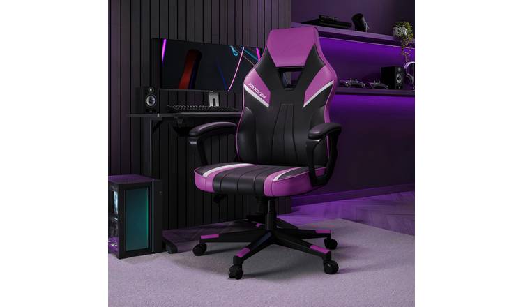 X Rocker Tempest Faux Leather Office Gaming Chair - Black And Purple