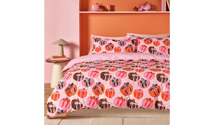 Argos Home Pumpkin Bows Pink Bedding Set - Double