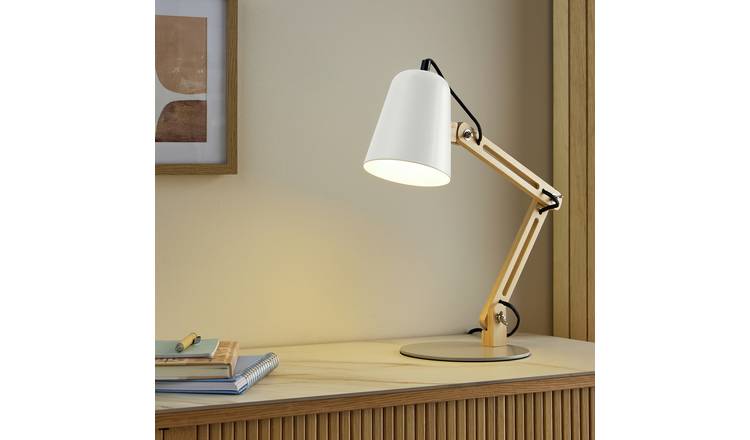 Argos Home Bodie Wooden Table Lamp - Grey