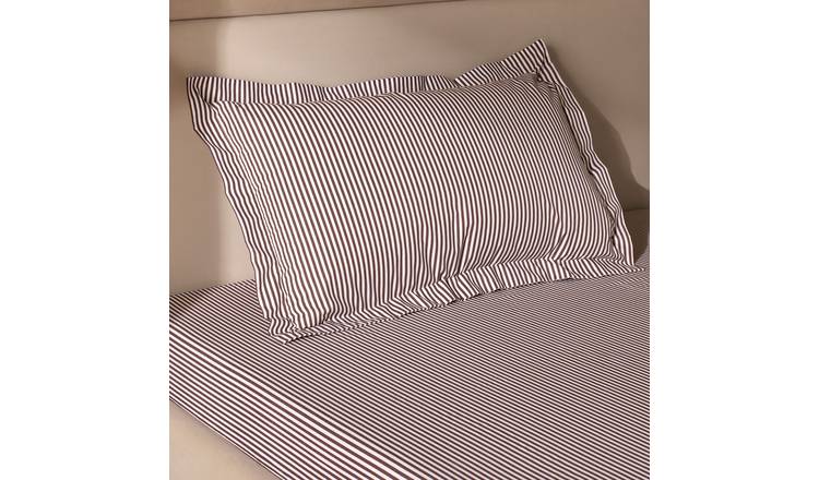 Habitat Oxford Stripe Cocoa Pillowcase