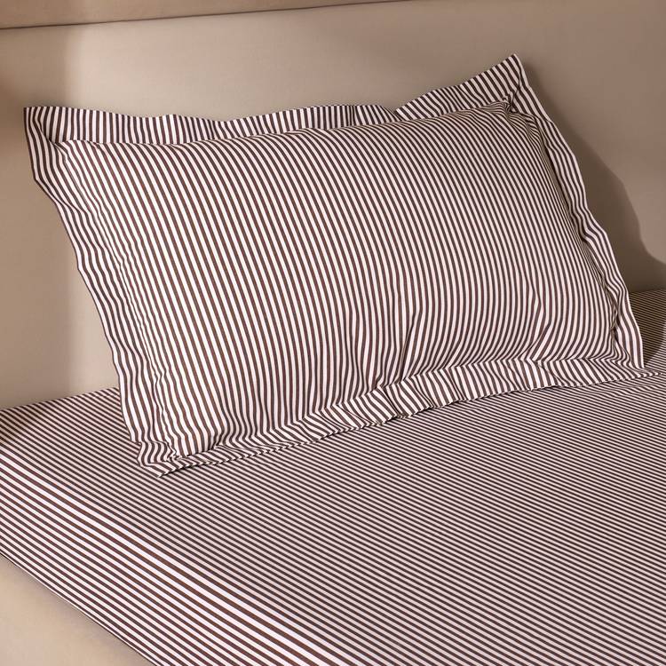 Habitat Oxford Stripe Cocoa Pillowcase 0