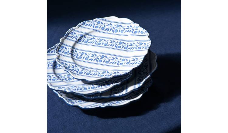 Habitat x Morris & Co. Inky 4 Piece Stoneware Side Plates - Blue
