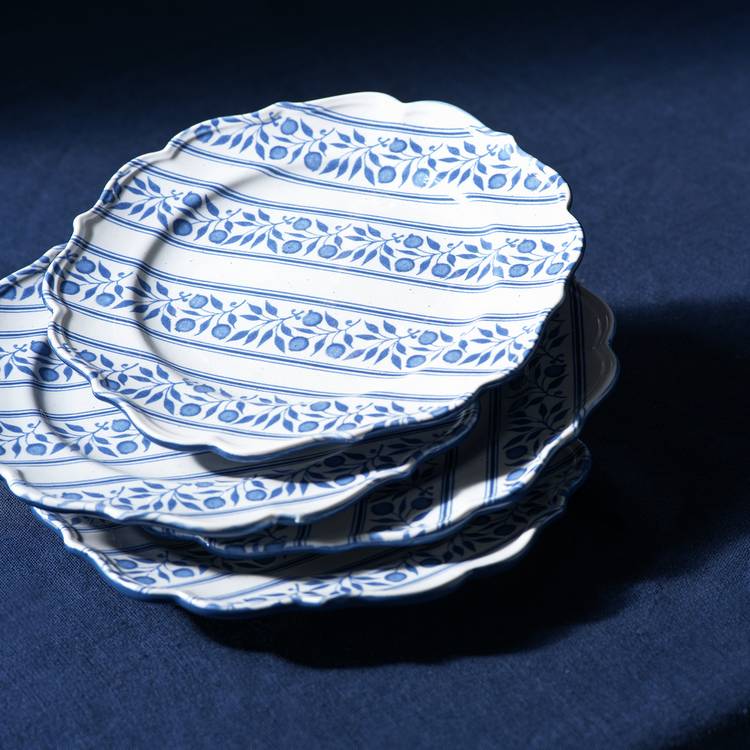 Habitat x Morris & Co. Inky 4 Piece Stoneware Side Plates - Blue 0