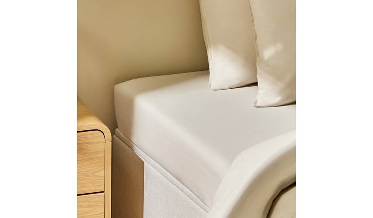 Habitat Washed Cotton Plain Stone Fitted Sheet - Superking