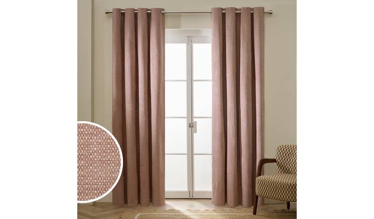 Habitat Basket Weave Blackout Eyelet Curtain - Rose - 229x137cm