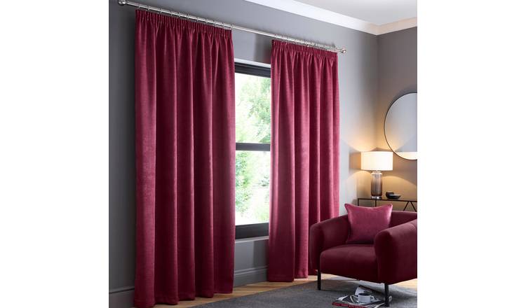 Fusion Galaxy Thermal Pencil Pleat Curtains - Wine - 229x229cm