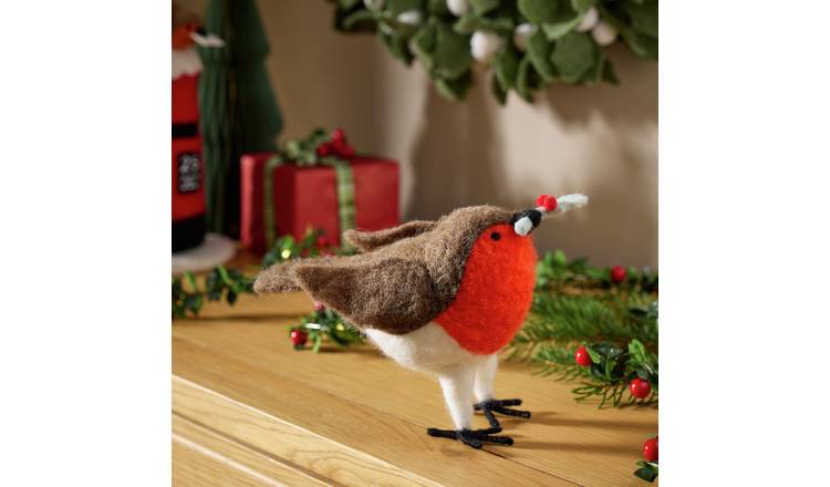 Argos Home Felt Country Robin Standing Table Christmas Ornament