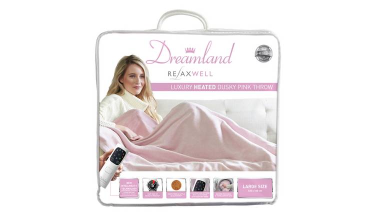 Relaxwell by Dreamland Luxury Velvety Heated Throw - Pink