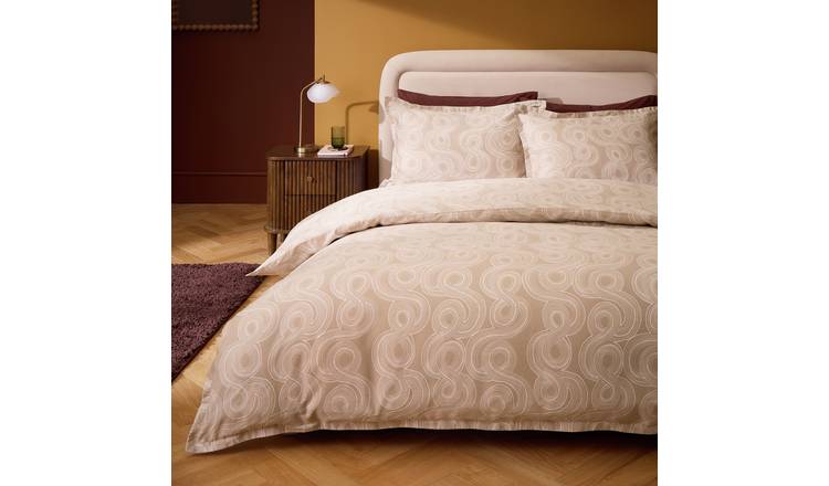 Habitat Cotton 200 TC Luxe Mark Making Natural Bedding Set - Single