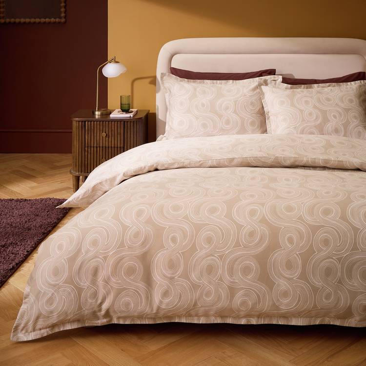 Habitat Cotton 200 TC Luxe Mark Making Natural Bedding Set - Single 0