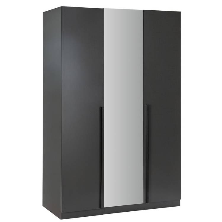 Habitat Munich 3 Door Mirror Wardrobe - Anthracite 0