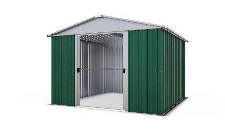 YardMaster Metal Green Apex Garden Shed - 10 x 10ft