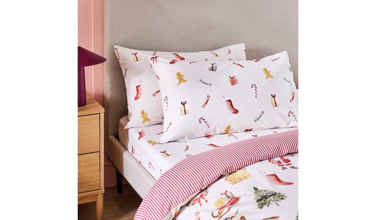Argos Home Christmas Icons White Pillowcase Pair