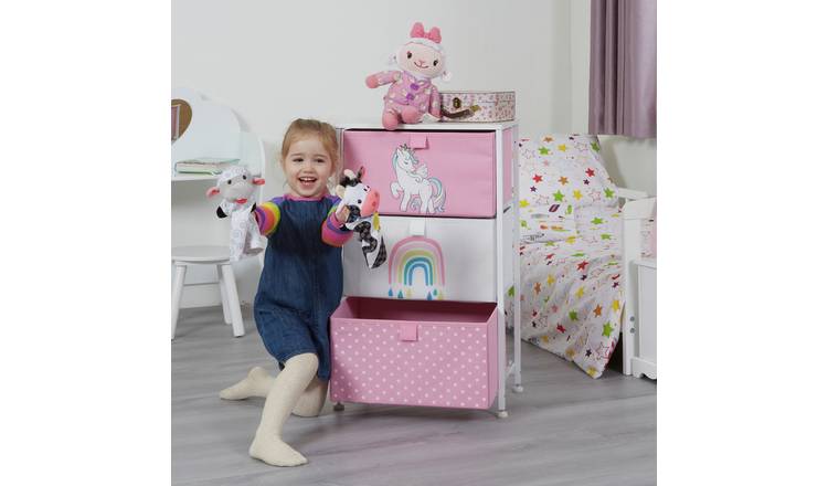 Liberty House Toys Kids Unicorn 3 Drawer Storage Unit - Pink