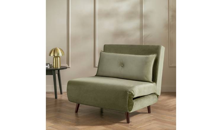 Habitat Roma Small Double Velvet Chairbed - Green