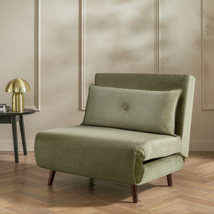 Habitat Roma Small Double Velvet Chairbed - Green 0
