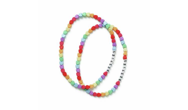 Flitzy Kids BFF Rainbow Heart Bead Necklace Set