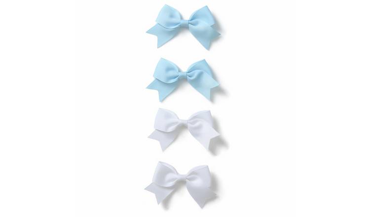 Flitzy Blue and White Bow Clips - Pack of 4