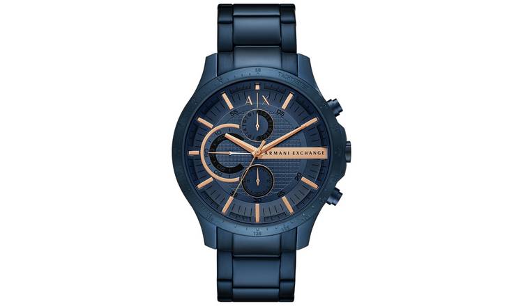 Armani Exchange Mens Stainless Steel Blue Strap Watch