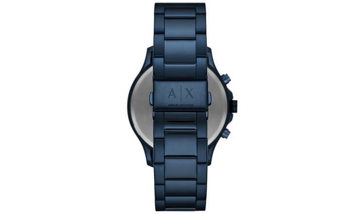 Buy Armani Exchange Mens Stainless Steel Blue Strap Watch Men s watches Argos