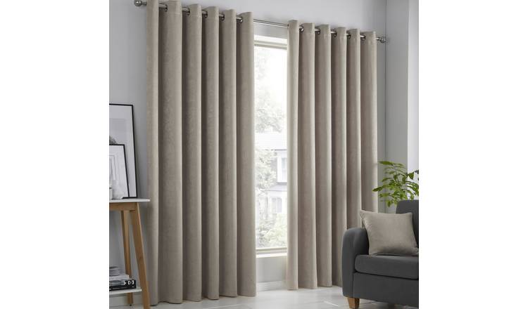 Fusion Strata Dim-out Eyelet Curtains - Natural - 168x183cm