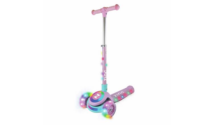 Zinc Three Wheel Folding Glow Ring Scooter - Multicolour