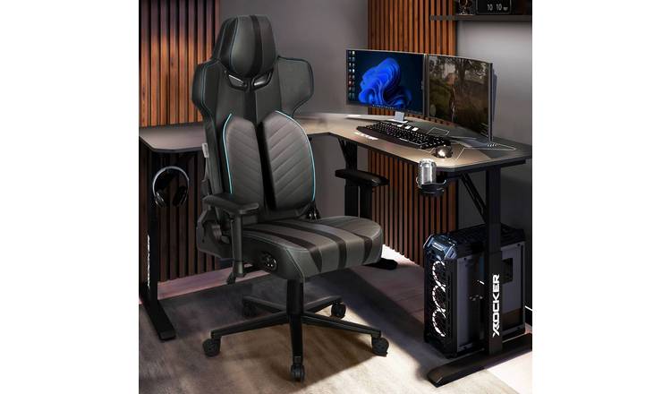 X Rocker Chorus Ergotek Office Gaming Chair with 2.0 Audio - Grey & Blue