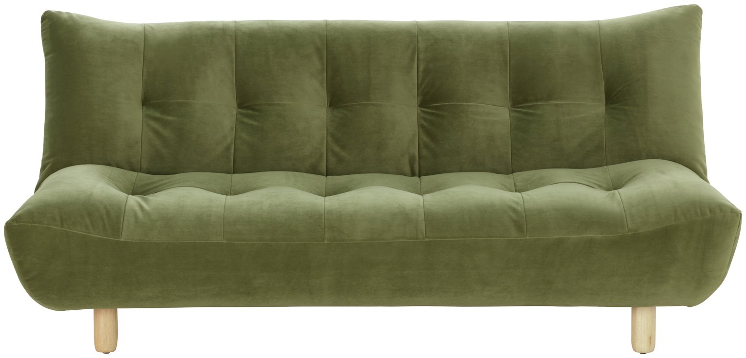 Habitat Kota 3 Seater Velvet Clic Clac Sofa Bed - Green