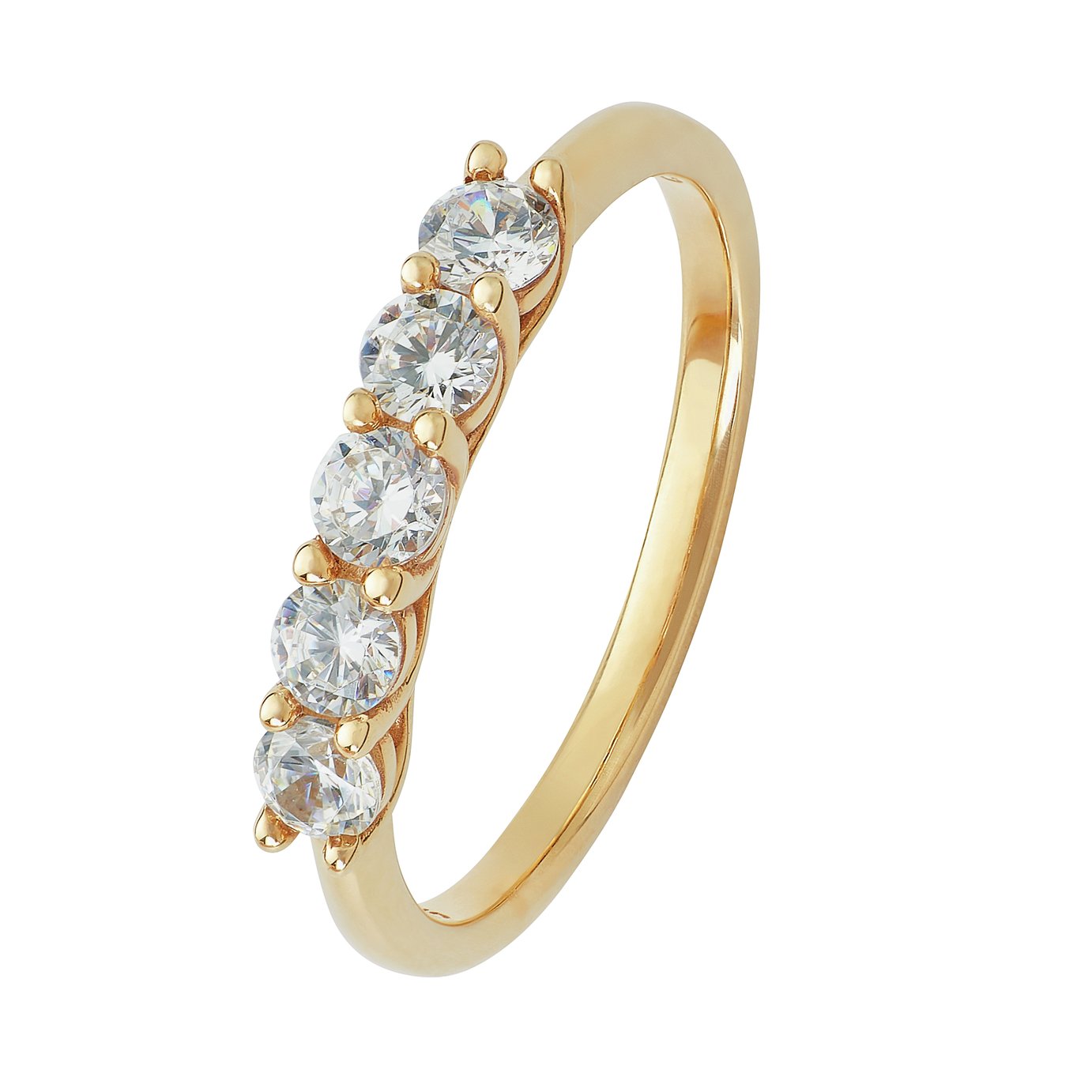 Revere 9ct Yellow Gold Claw Set CZ Half Eternity Ring
