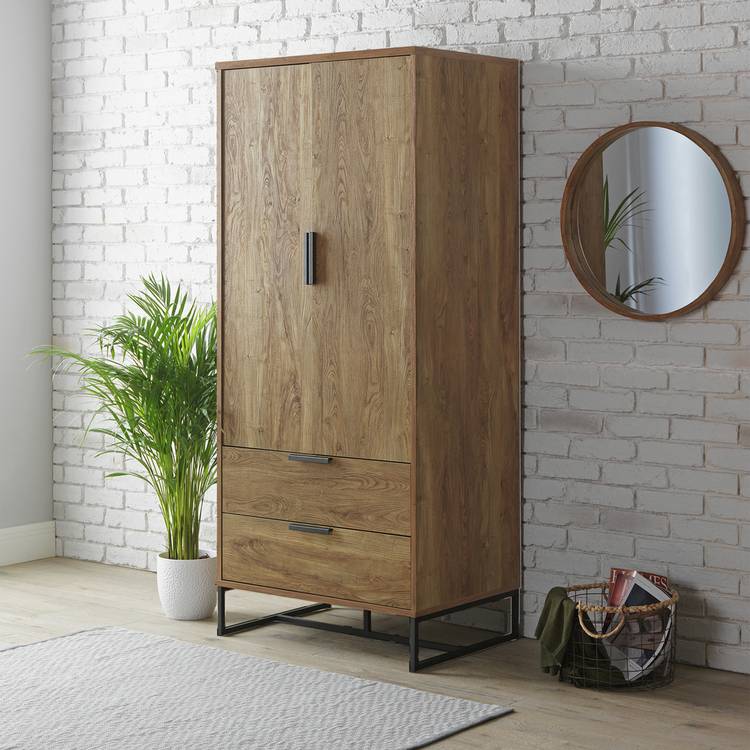 Habitat Nomad 2 Door 2 Drawer Wardrobe - Oak Effect 0