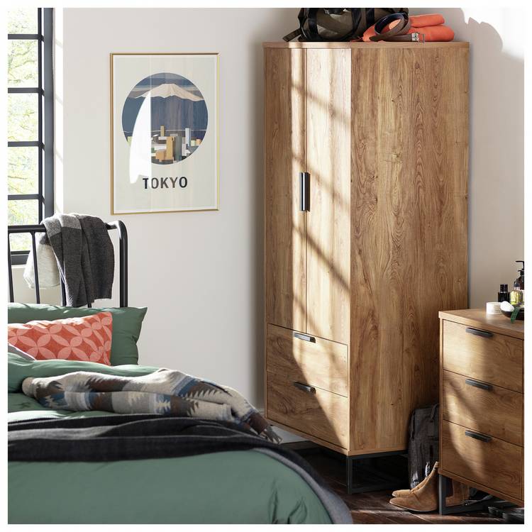 Habitat Nomad 2 Door 2 Drawer Wardrobe - Oak Effect 0