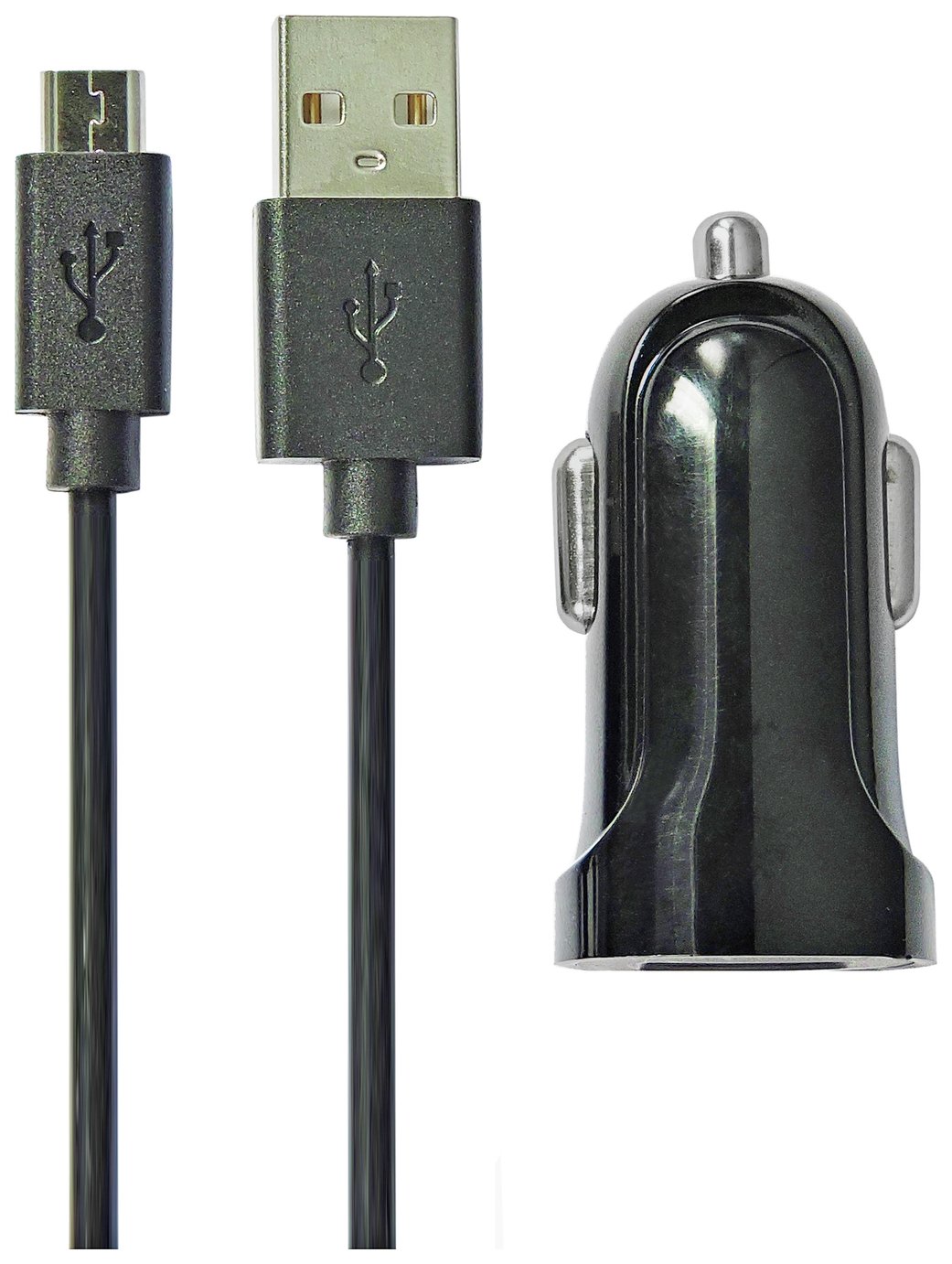 Micro USB 1m Car Charger - Black