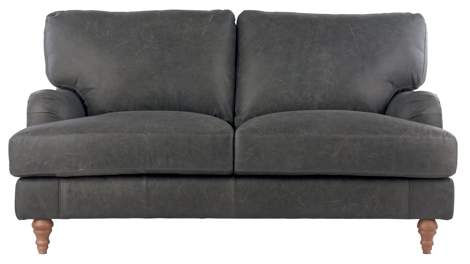 Argos Home Livingston 2 Seater Leather Sofa - Ash Grey