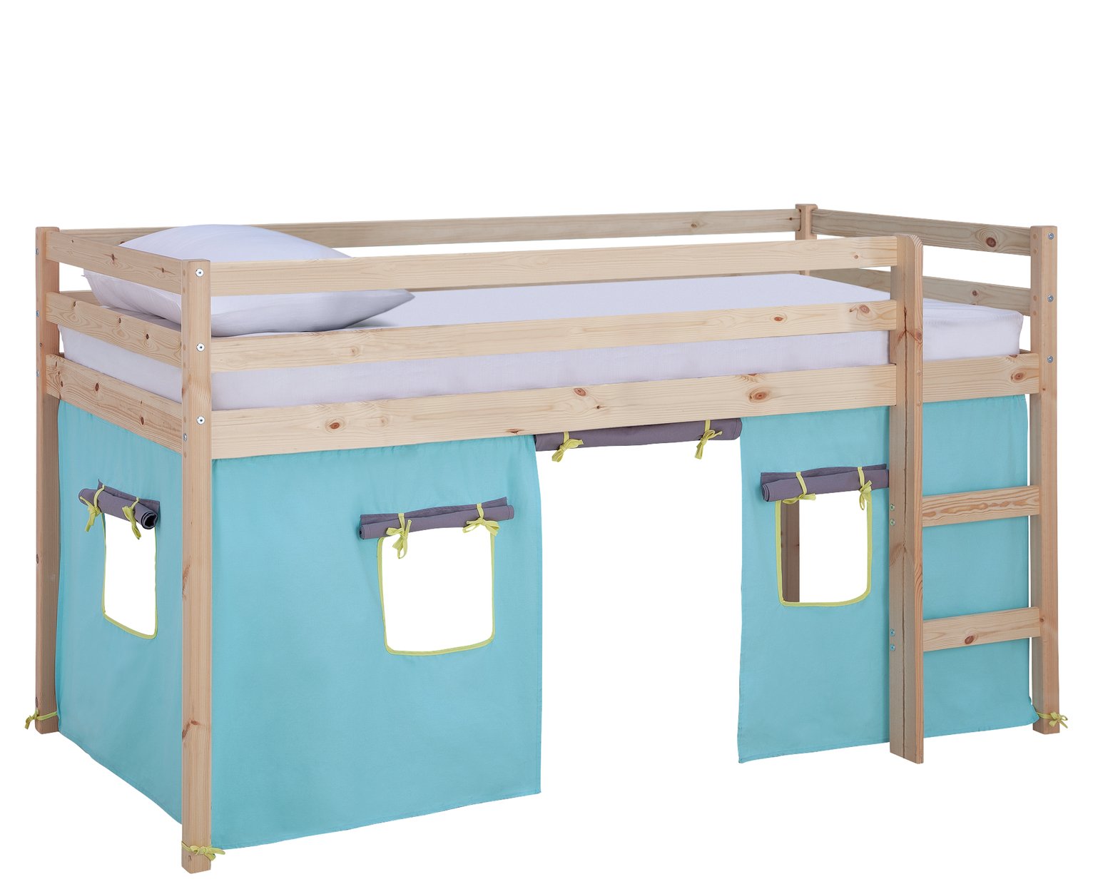 Argos Home Kaycie Pine Mid Sleeper with Blue Tent