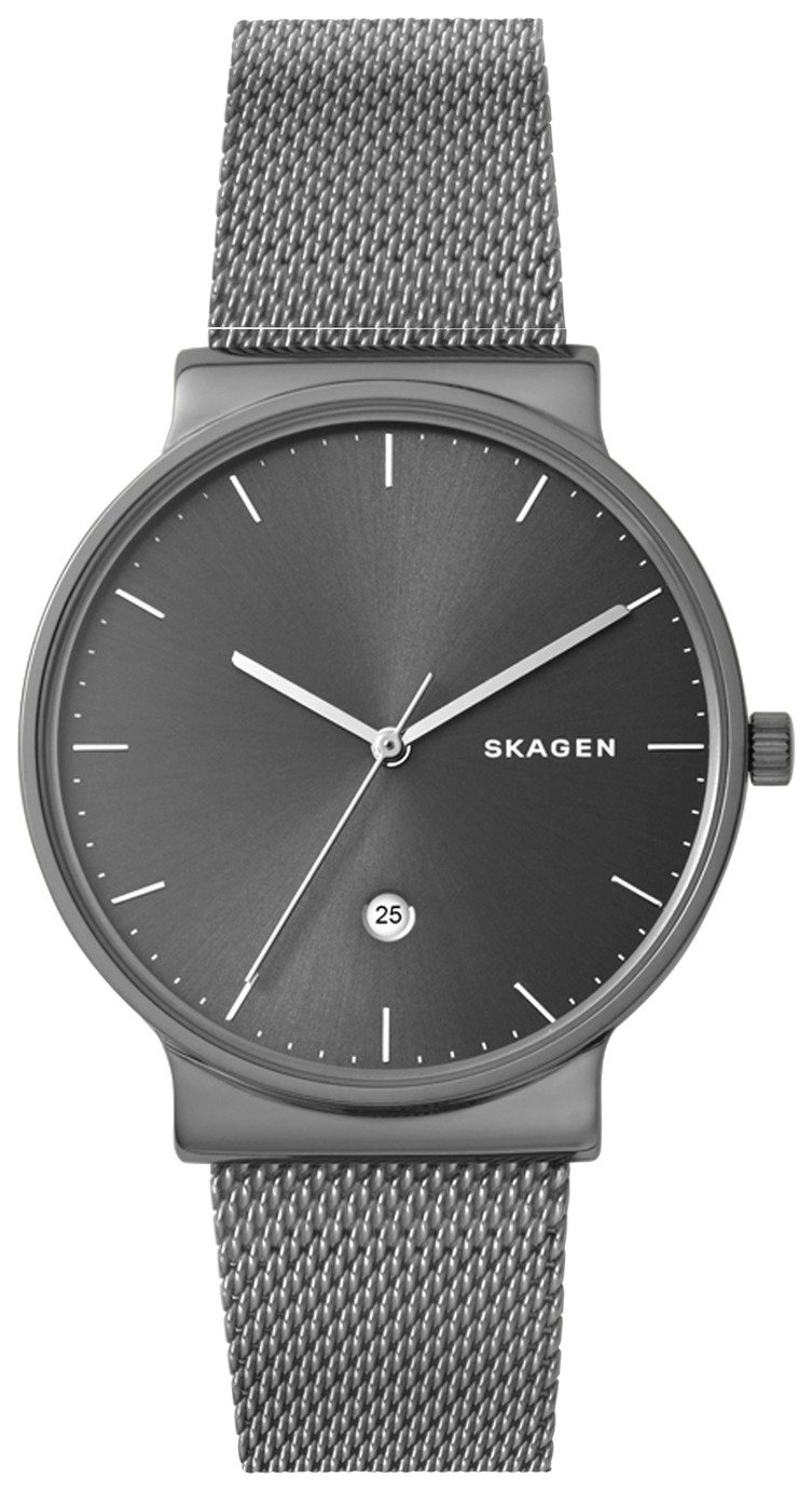 Skagen Men's Ancher Grey Steel Interchangable Strap Watch