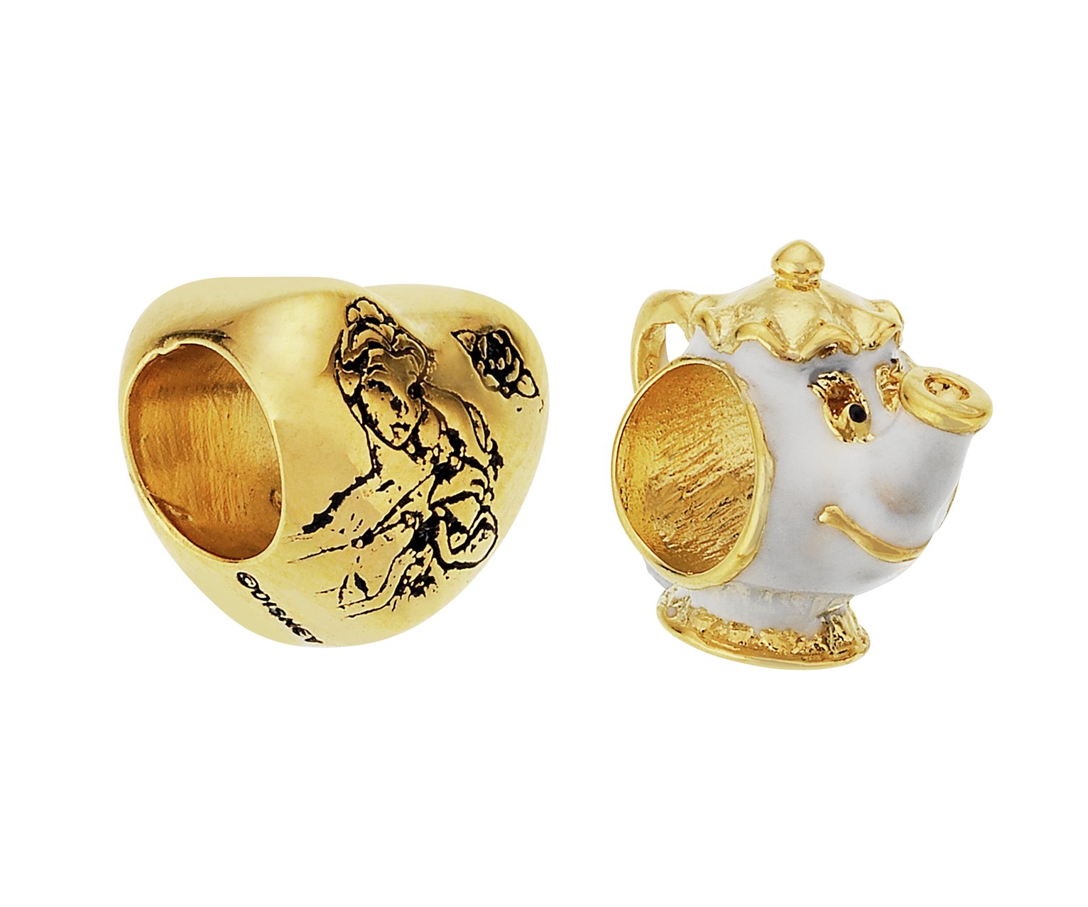 Disney Belle and Mrs Potts Gold Colour Charms - Set of 2