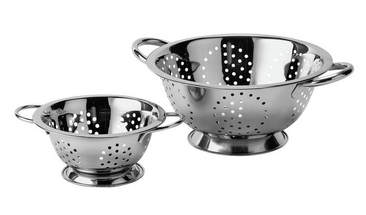 Argos Home Set of 2 Stainless Steel Colanders