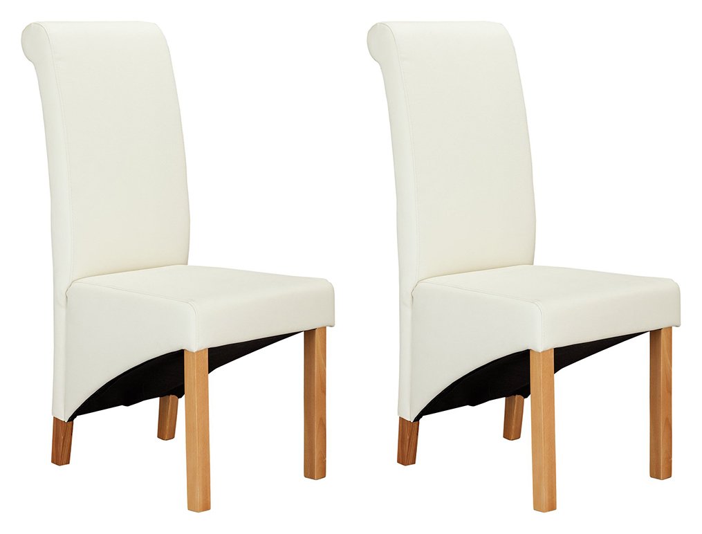 Argos Home Pair of Scrollback Deep Skirted Chairs - Cream