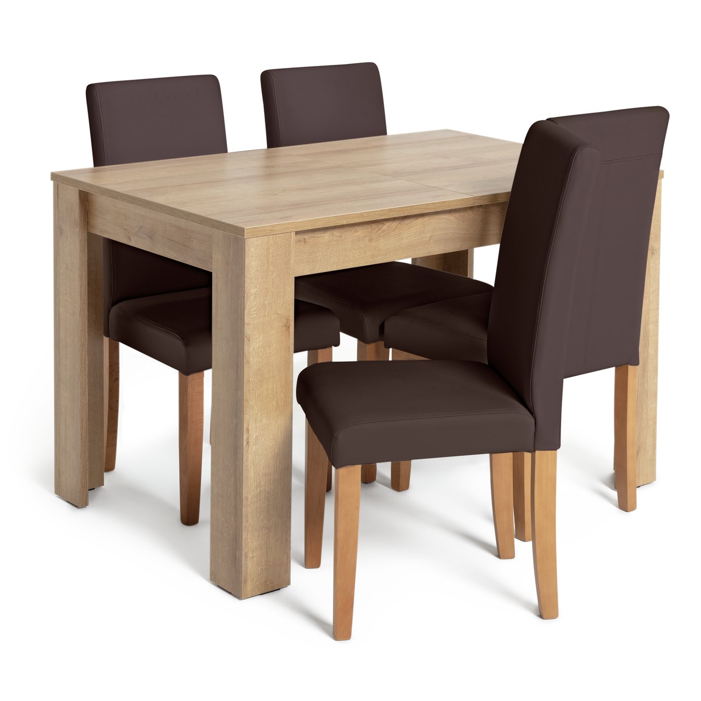 Argos Home Miami Extending Table & 4 Chocolate Chairs