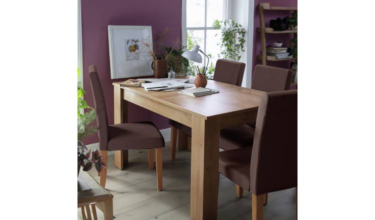 Argos Home Miami Oak Dining Table &4 Chocolate Chairs