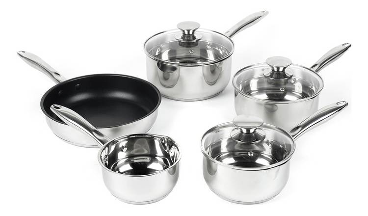 Stainless Steel Silver Russell Hobbs Classic Collection 5-Piece Pan Set
