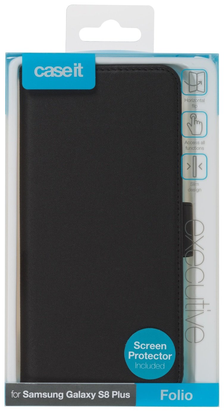 Case It Samsung Galaxy S8+ Leather Folio Case - Black